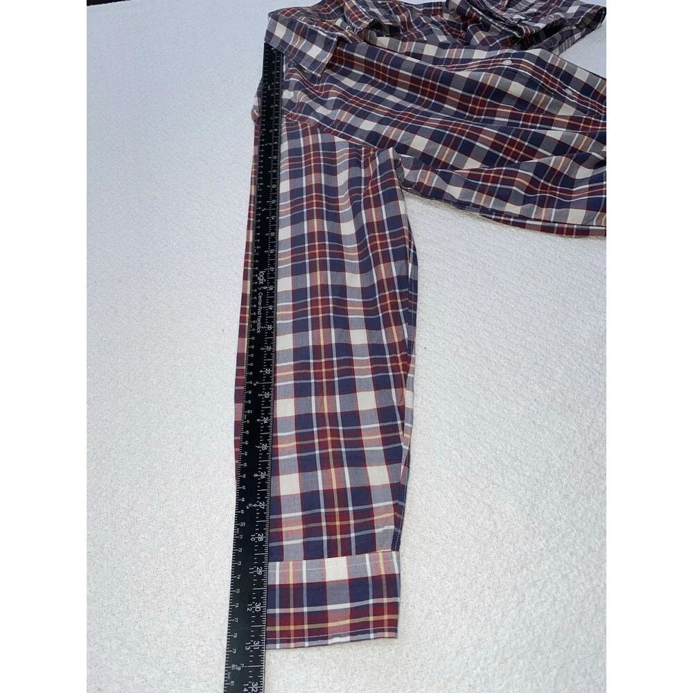 J.Crew Lightweight Plaid Button Down Shirt Men's Large Cotton Blue Red